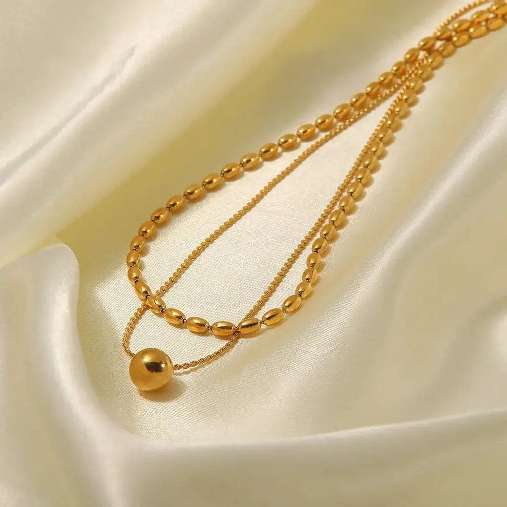 Double-Layer Ball Pendant Necklace