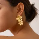 Double Flower Pendant Earrings