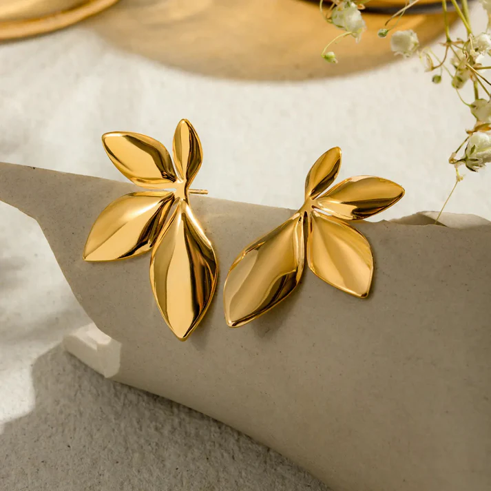 Gold Metal Leaf Style Studs