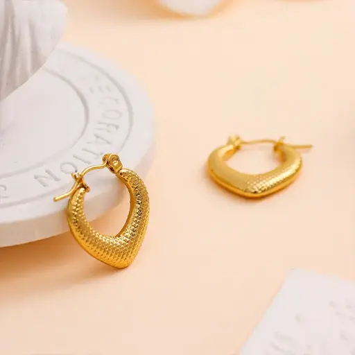 Textured Classic Anti-Tarnish Hoop Earrings